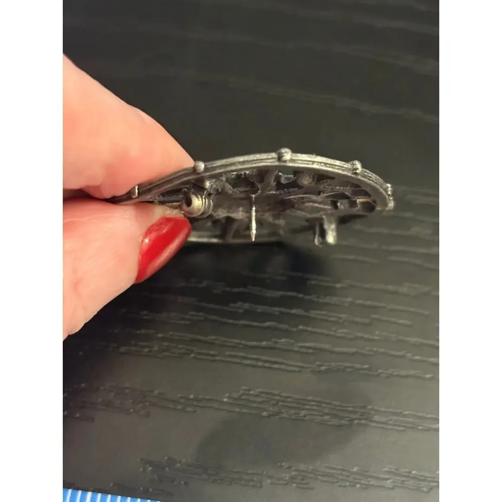 JJ Signed Pewter Celestial Sun Moon Stars Pin Stick Closure